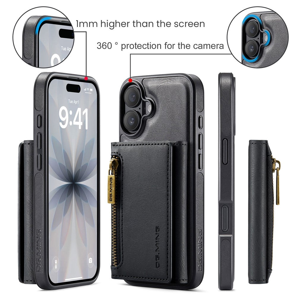 DG.MING M5 Series For iPhone 17 Case Detachable Magnetic Leather Phone Cover with Card Slots
