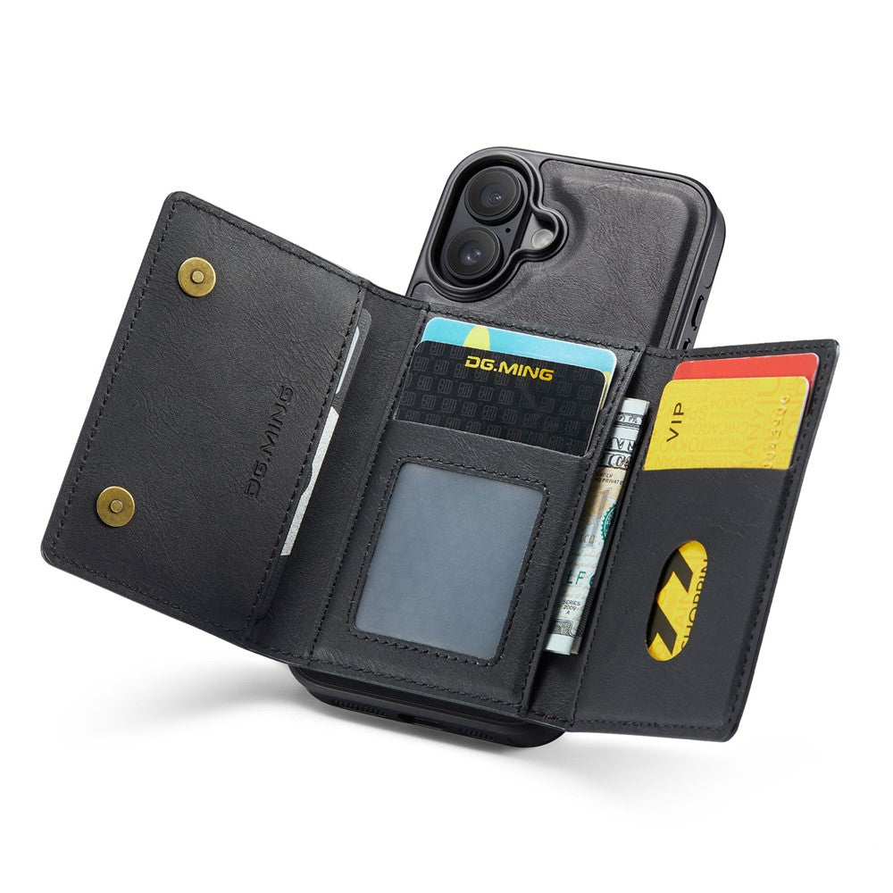 DG.MING M5 Series For iPhone 17 Case Detachable Magnetic Leather Phone Cover with Card Slots
