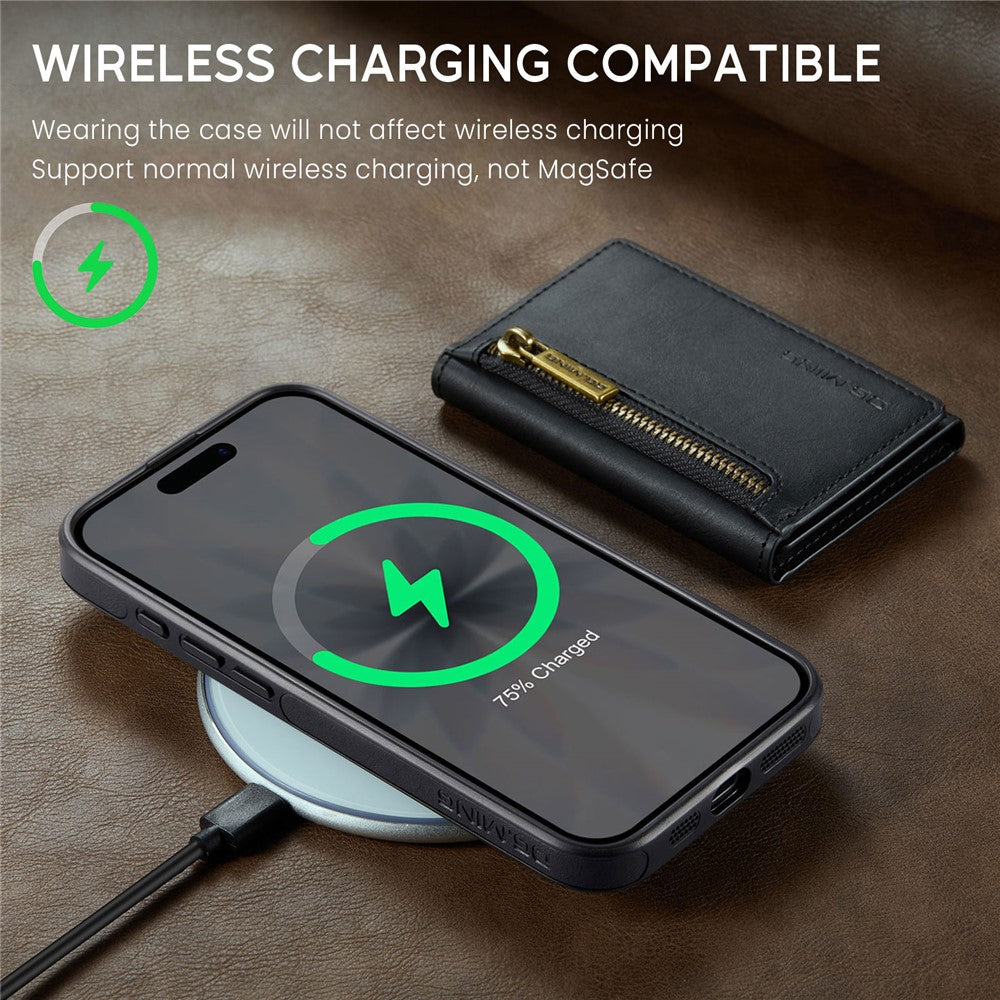DG.MING M5 Series For iPhone 17 Case Detachable Magnetic Leather Phone Cover with Card Slots