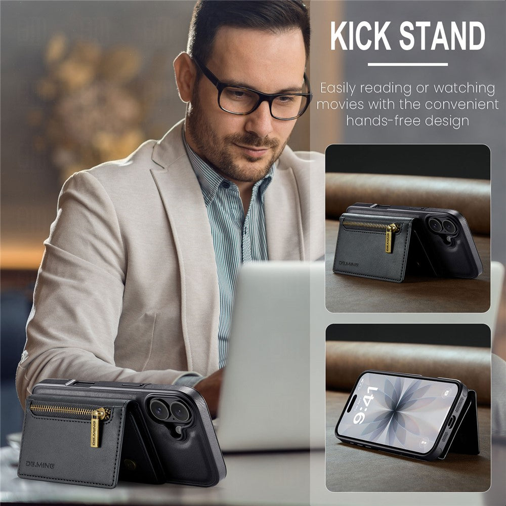 DG.MING M5 Series For iPhone 17 Case Detachable Magnetic Leather Phone Cover with Card Slots