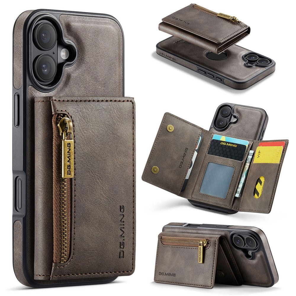 DG.MING M5 Series For iPhone 17 Case Detachable Magnetic Leather Phone Cover with Card Slots