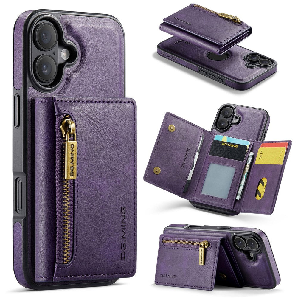 DG.MING M5 Series For iPhone 17 Case Detachable Magnetic Leather Phone Cover with Card Slots