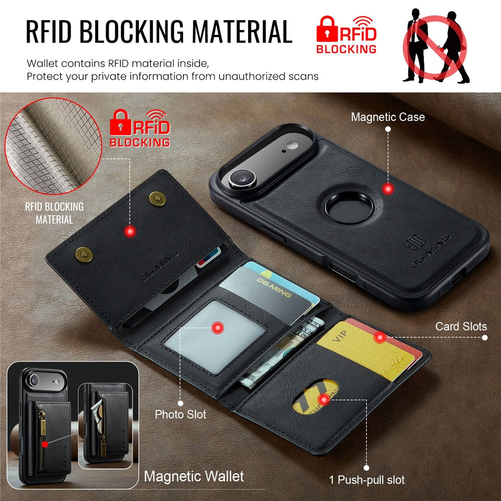 DG.MING M5 Series For iPhone Air Case Detachable Magnetic Leather Phone Cover with Card Slots