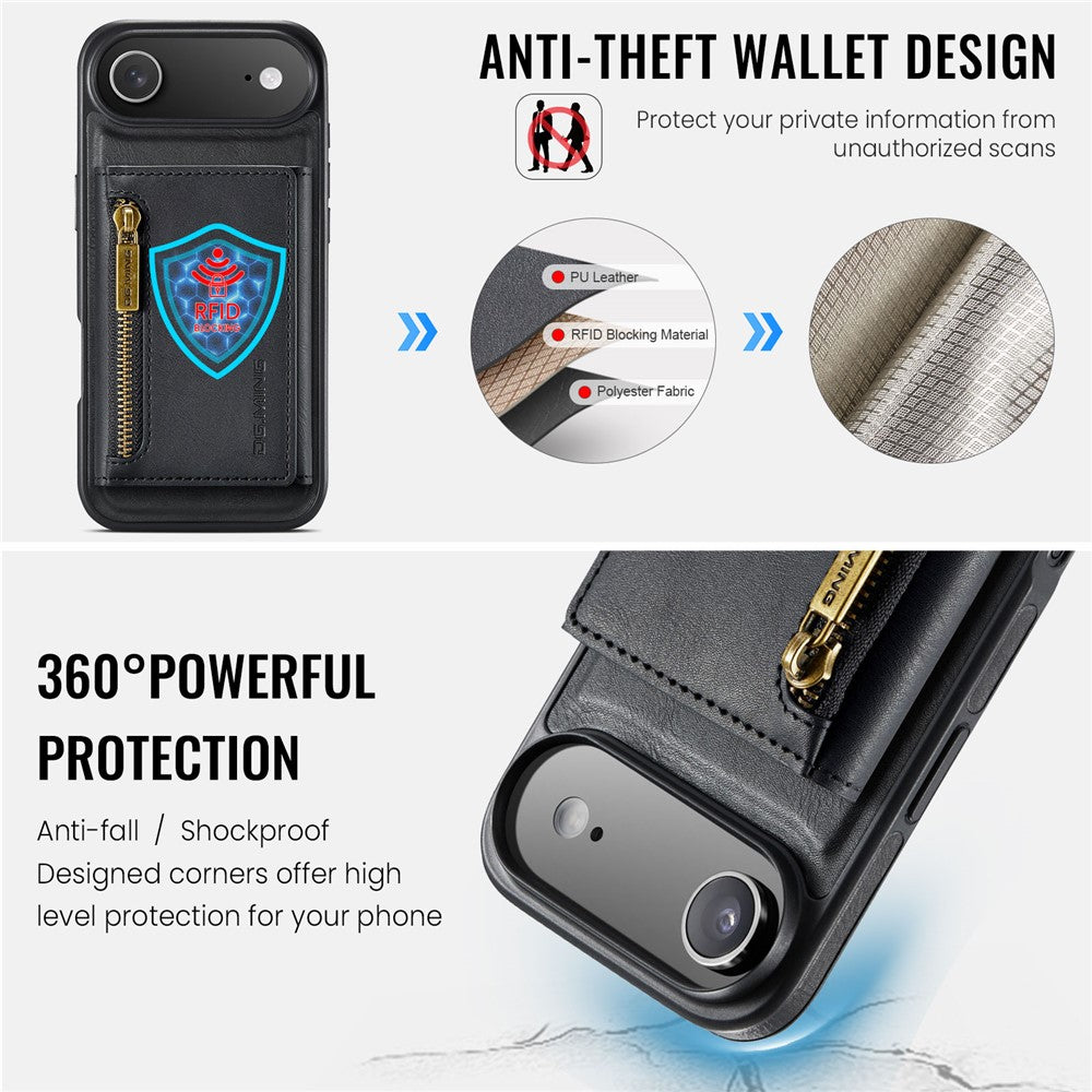 DG.MING M5 Series For iPhone Air Case Detachable Magnetic Leather Phone Cover with Card Slots