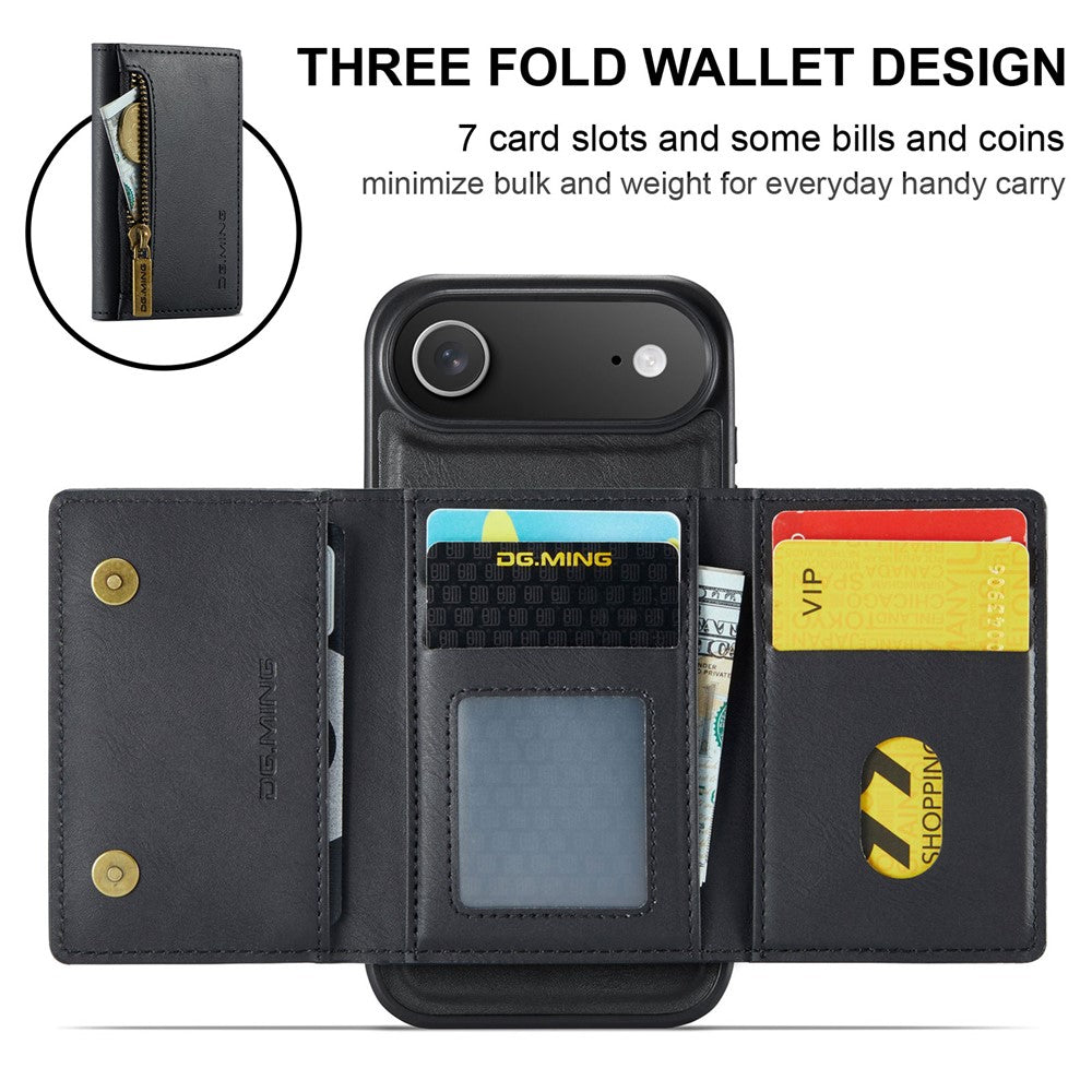 DG.MING M5 Series For iPhone Air Case Detachable Magnetic Leather Phone Cover with Card Slots