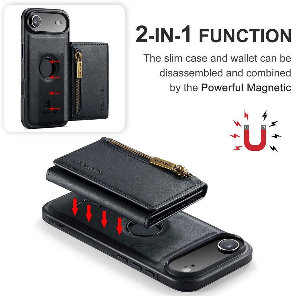DG.MING M5 Series For iPhone Air Case Detachable Magnetic Leather Phone Cover with Card Slots