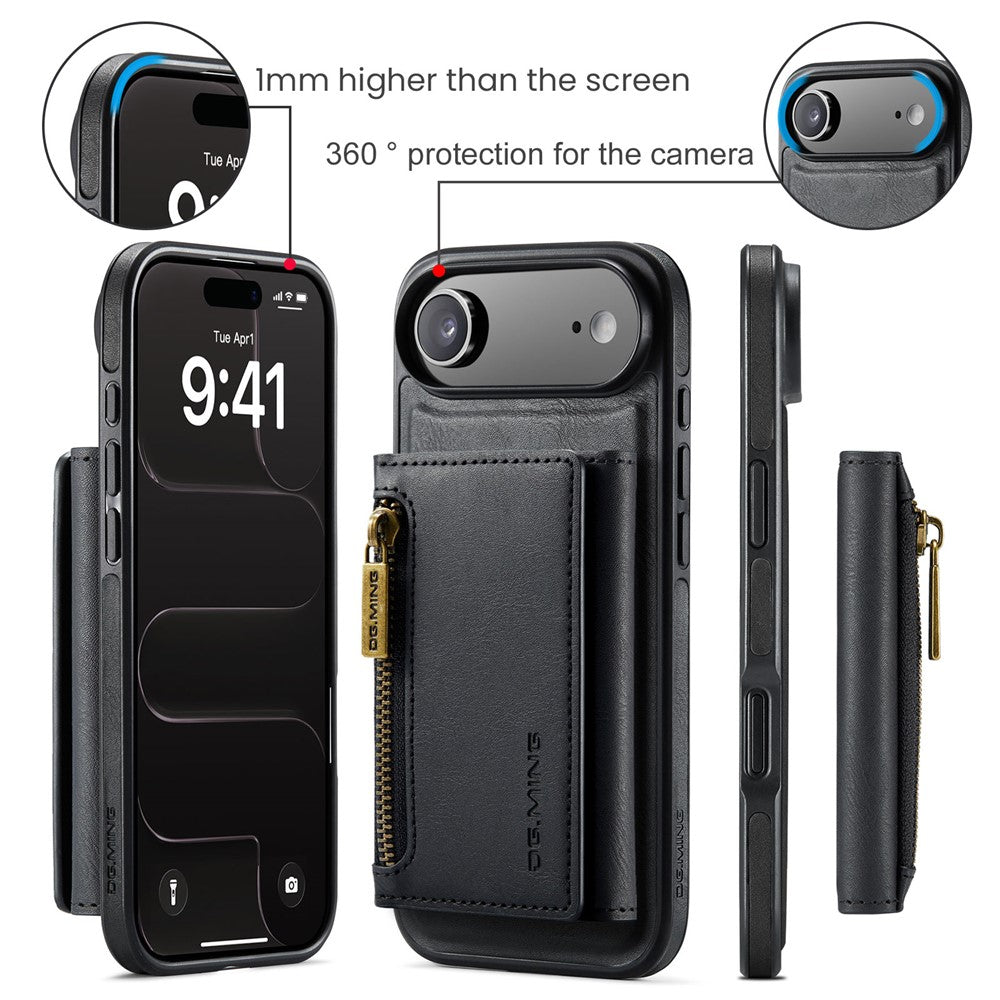 DG.MING M5 Series For iPhone Air Case Detachable Magnetic Leather Phone Cover with Card Slots