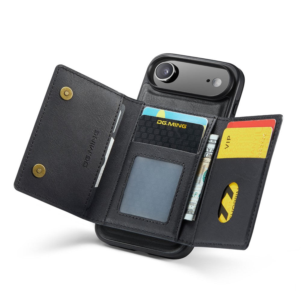 DG.MING M5 Series For iPhone Air Case Detachable Magnetic Leather Phone Cover with Card Slots