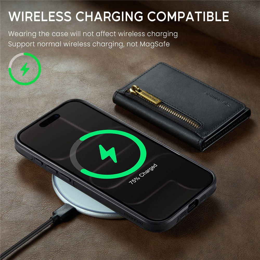 DG.MING M5 Series For iPhone Air Case Detachable Magnetic Leather Phone Cover with Card Slots