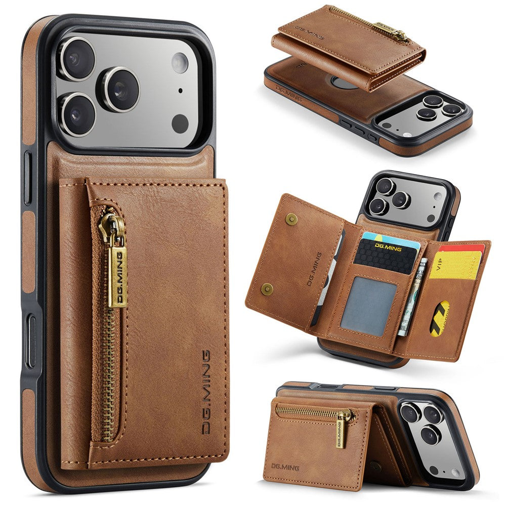 DG.MING M5 Series For iPhone 17 Pro Case Detachable Magnetic Leather Phone Cover with Card Slots