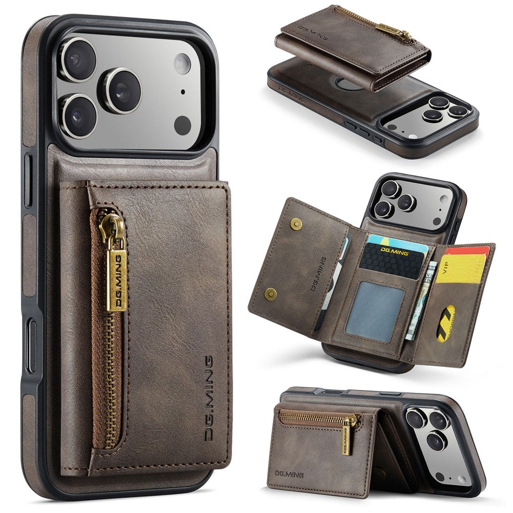 DG.MING M5 Series For iPhone 17 Pro Case Detachable Magnetic Leather Phone Cover with Card Slots