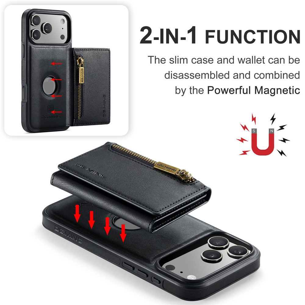 DG.MING M5 Series For iPhone 17 Pro Max Case Detachable Magnetic Leather Phone Cover with Card Slots