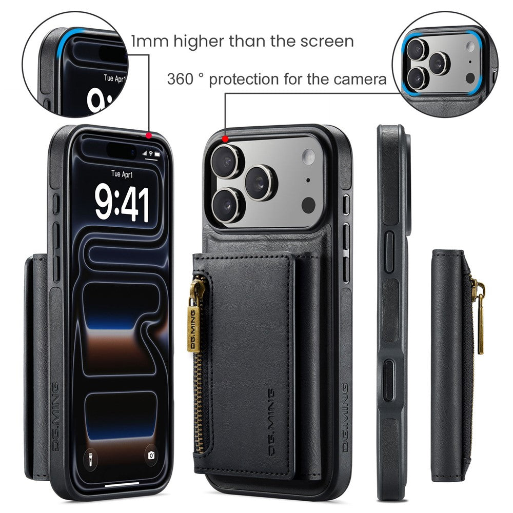 DG.MING M5 Series For iPhone 17 Pro Max Case Detachable Magnetic Leather Phone Cover with Card Slots