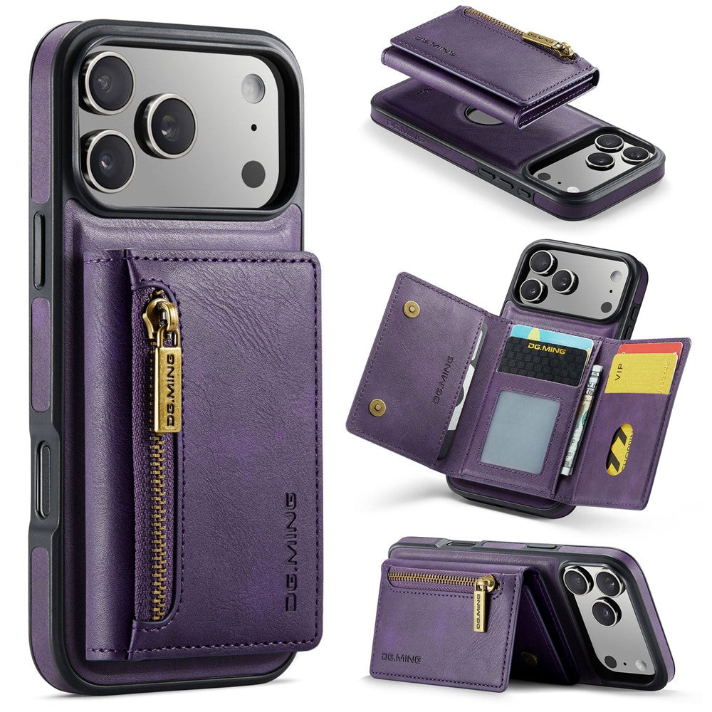 DG.MING M5 Series For iPhone 17 Pro Max Case Detachable Magnetic Leather Phone Cover with Card Slots