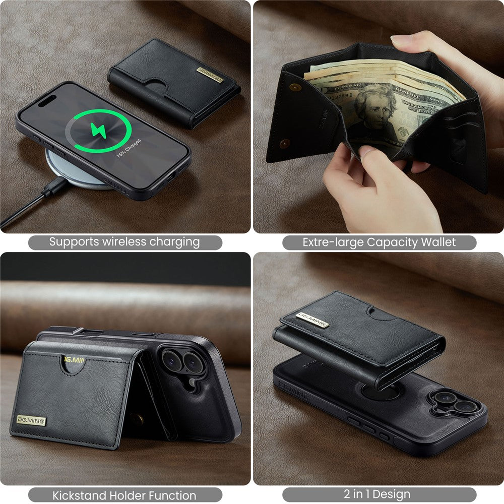 DG.MING M6 Series For iPhone 17 Case Magnetic Wallet PU + PC + TPU Phone Cover