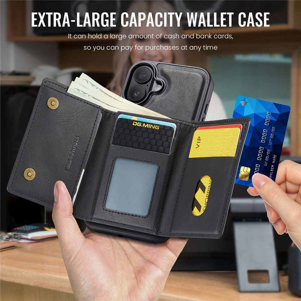DG.MING M6 Series For iPhone 17 Case Magnetic Wallet PU + PC + TPU Phone Cover