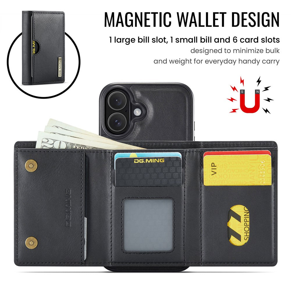 DG.MING M6 Series For iPhone 17 Case Magnetic Wallet PU + PC + TPU Phone Cover