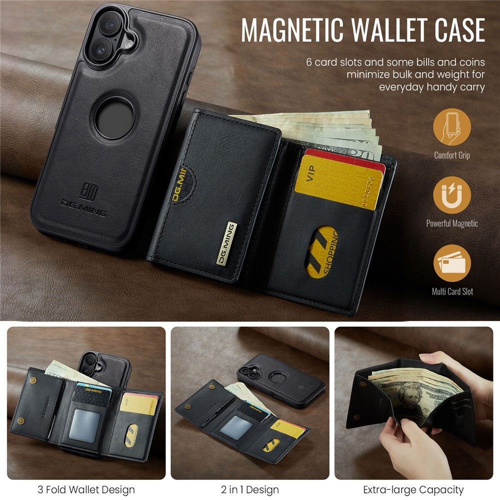 DG.MING M6 Series For iPhone 17 Case Magnetic Wallet PU + PC + TPU Phone Cover