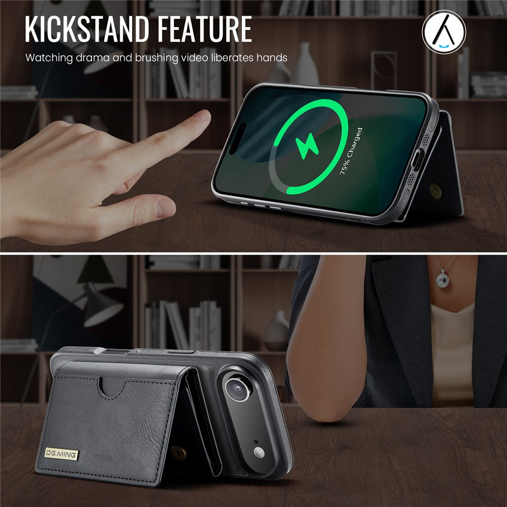 DG.MING M6 Series For iPhone Air Case Magnetic Wallet PU + PC + TPU Phone Cover