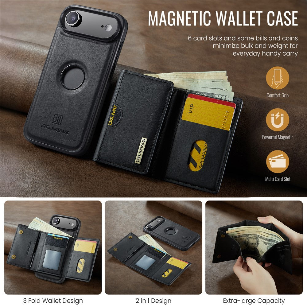 DG.MING M6 Series For iPhone Air Case Magnetic Wallet PU + PC + TPU Phone Cover