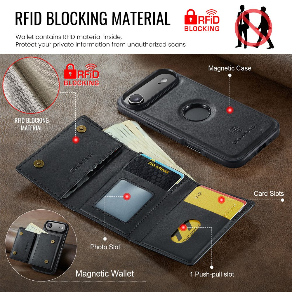 DG.MING M6 Series For iPhone Air Case Magnetic Wallet PU + PC + TPU Phone Cover