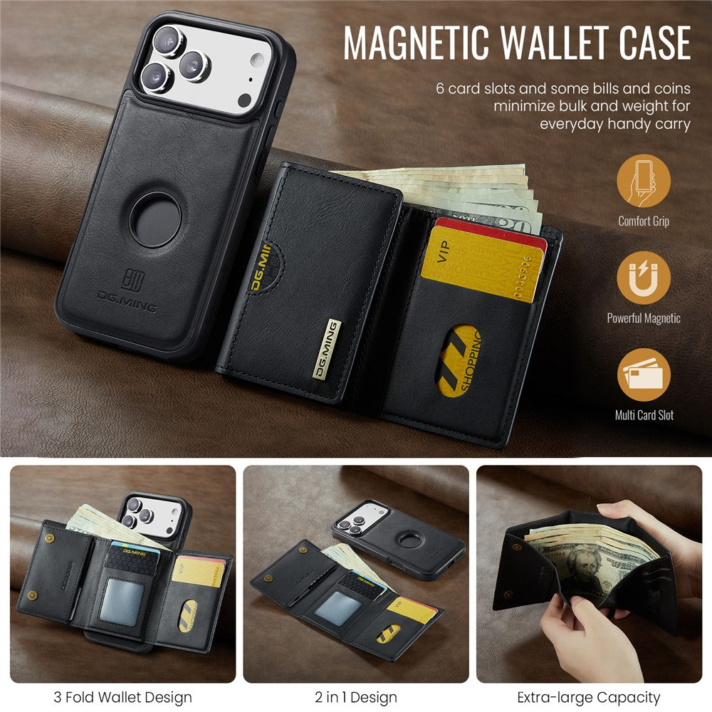 DG.MING M6 Series For iPhone 17 Pro Case Magnetic Wallet PU + PC + TPU Phone Cover