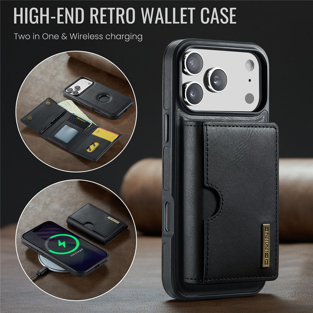 DG.MING M6 Series For iPhone 17 Pro Case Magnetic Wallet PU + PC + TPU Phone Cover