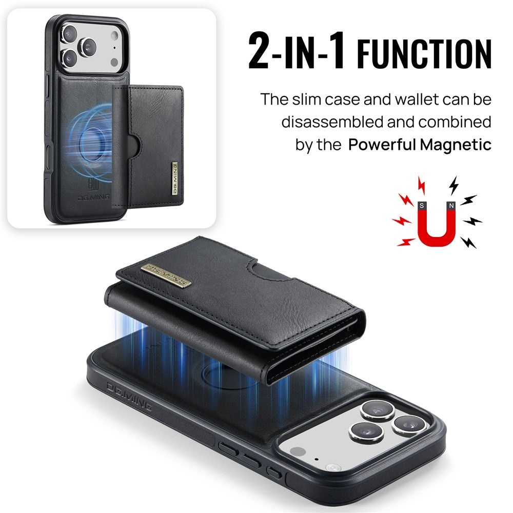 DG.MING M6 Series For iPhone 17 Pro Max Case Magnetic Wallet PU + PC + TPU Phone Cover
