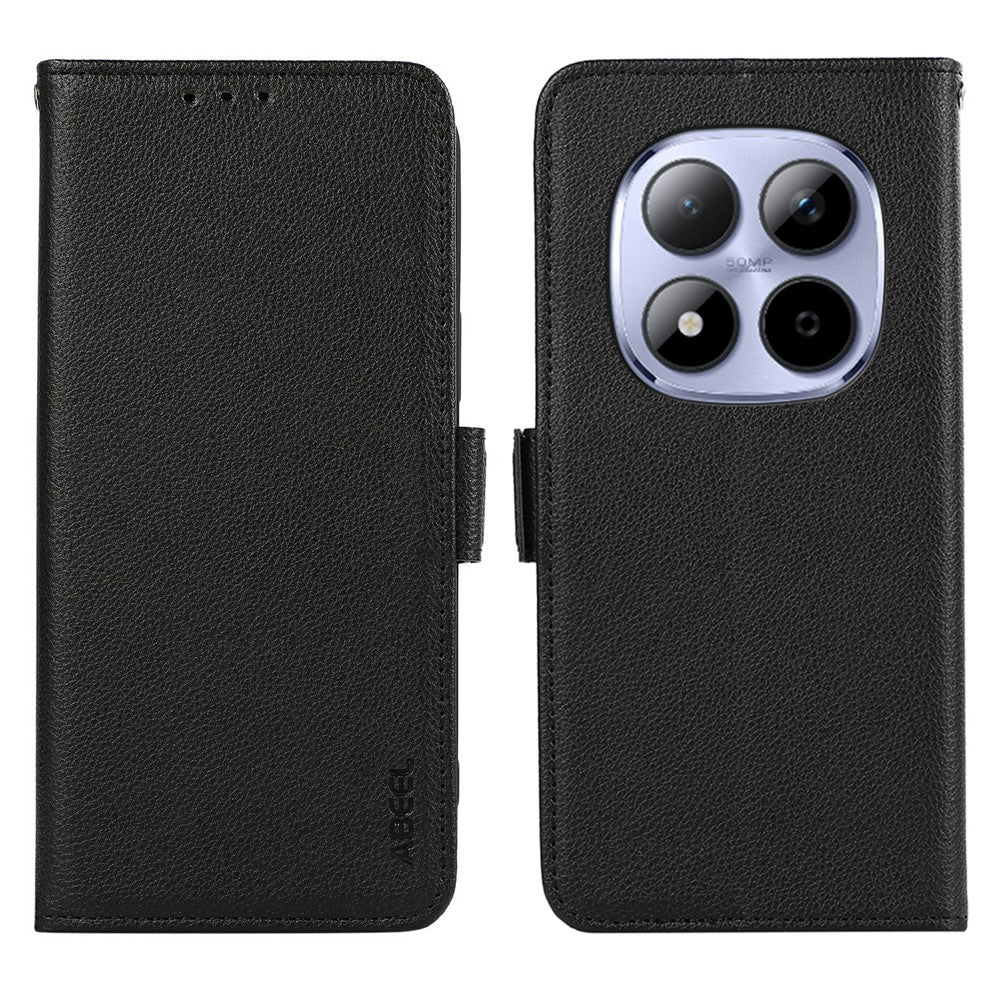 ABEEL For Xiaomi Redmi Note 15 Pro 5G Case Litchi Texture Leather RFID Blocking Phone Cover