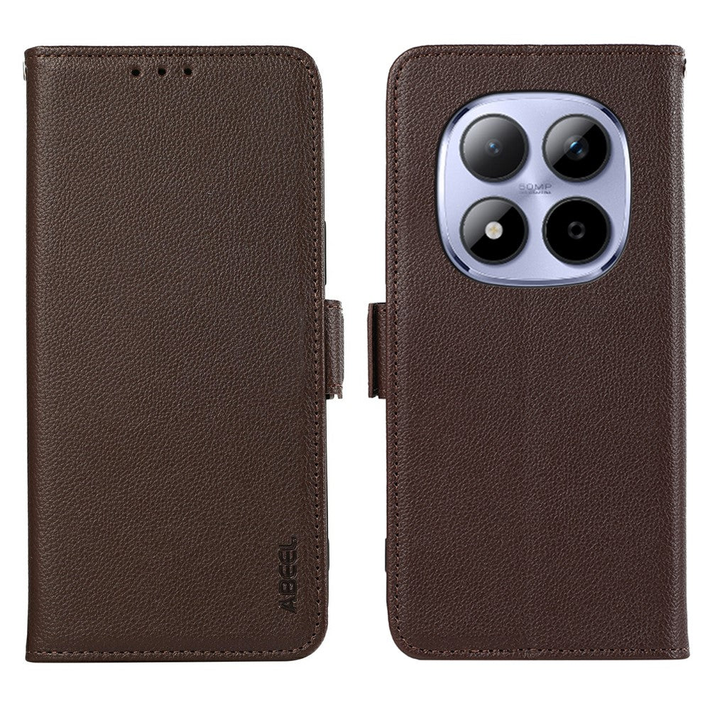 ABEEL For Xiaomi Redmi Note 15 Pro 5G Case Litchi Texture Leather RFID Blocking Phone Cover