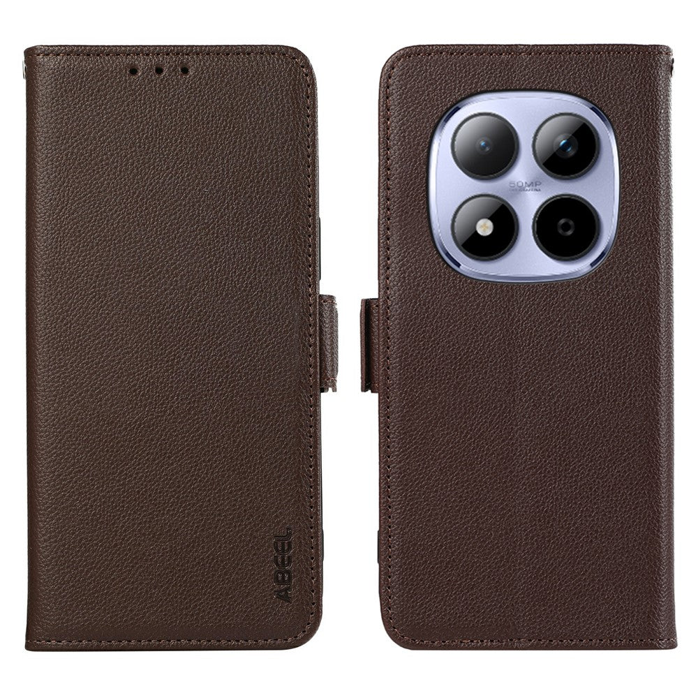 ABEEL For Xiaomi Redmi Note 15 Pro+ 5G Case Litchi Texture Leather RFID Blocking Phone Cover