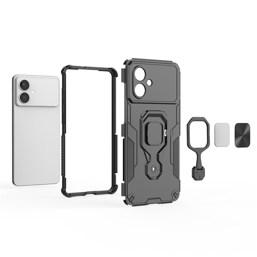 For Samsung Galaxy S26 Edge Case Rotatable Ring Kickstand PC + TPU Shockproof Phone Cover