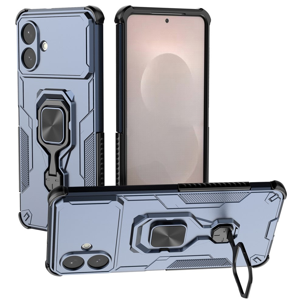 For Samsung Galaxy S26 Edge Case Rotatable Ring Kickstand PC + TPU Shockproof Phone Cover