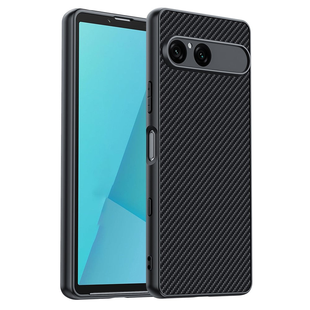 For Sony Xperia 10 VII Case Leather + PC Hard Phone Cover Carbon Fiber Texture