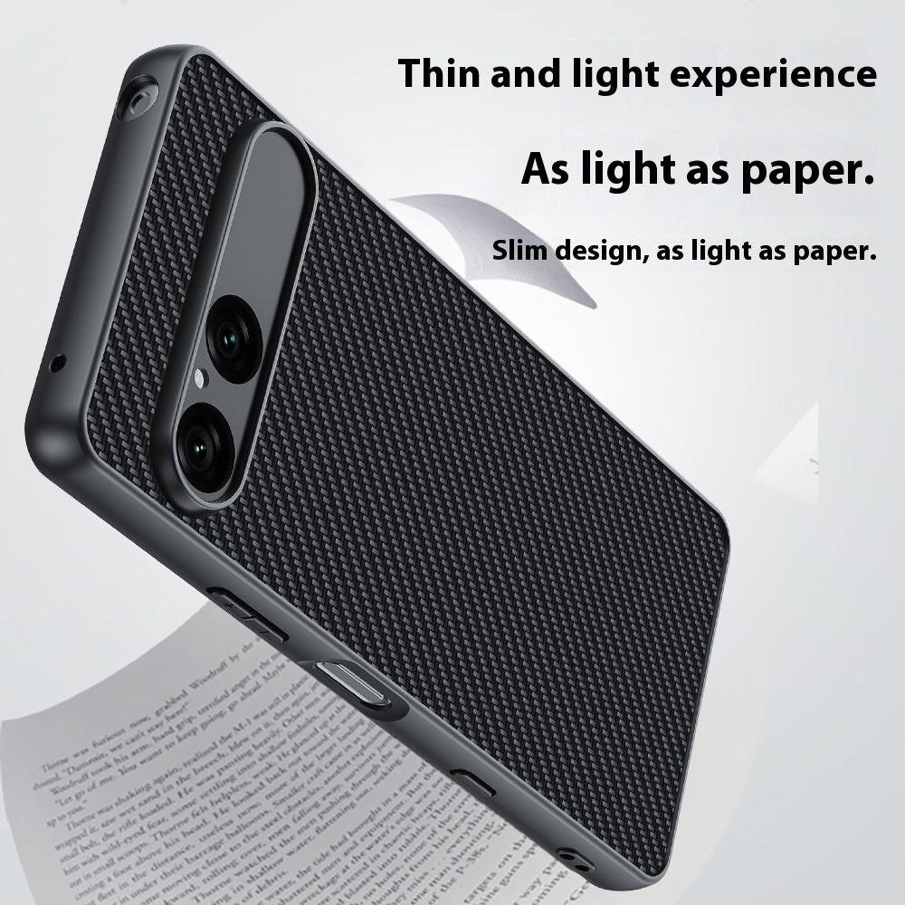 For Sony Xperia 10 VII Case Leather + PC Hard Phone Cover Carbon Fiber Texture