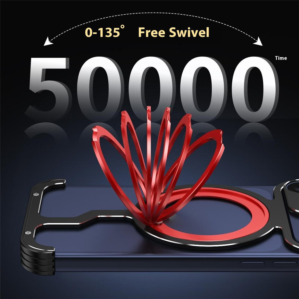 For iPhone 17 Pro Max Metal Case Rotating Kickstand Heat Dissipation Frameless Phone Bumper Cover with Lens Protector