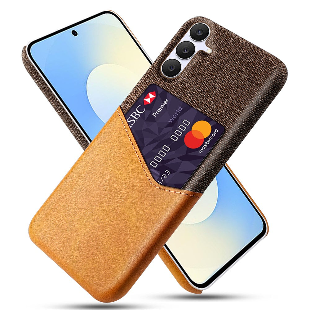 For Samsung Galaxy S25 FE Case PU Leather Cloth Texture Hard PC Phone Cover with Card Holder