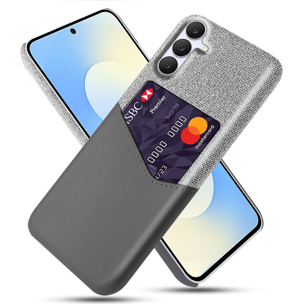 For Samsung Galaxy S25 FE Case PU Leather Cloth Texture Hard PC Phone Cover with Card Holder