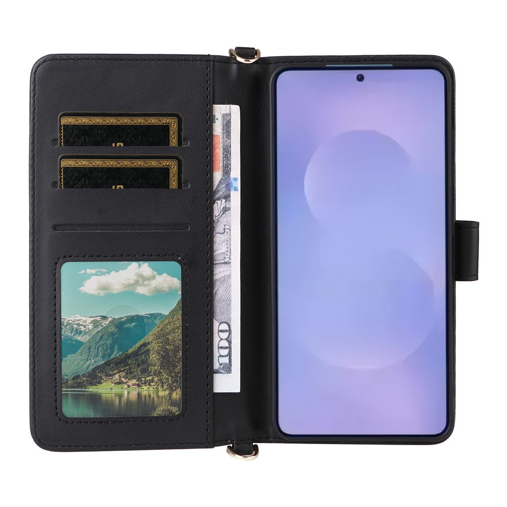 For Samsung Galaxy S26 / S26 Pro Case with Shoulder / Wrist Strap Leather Phone Cover Stand Wallet