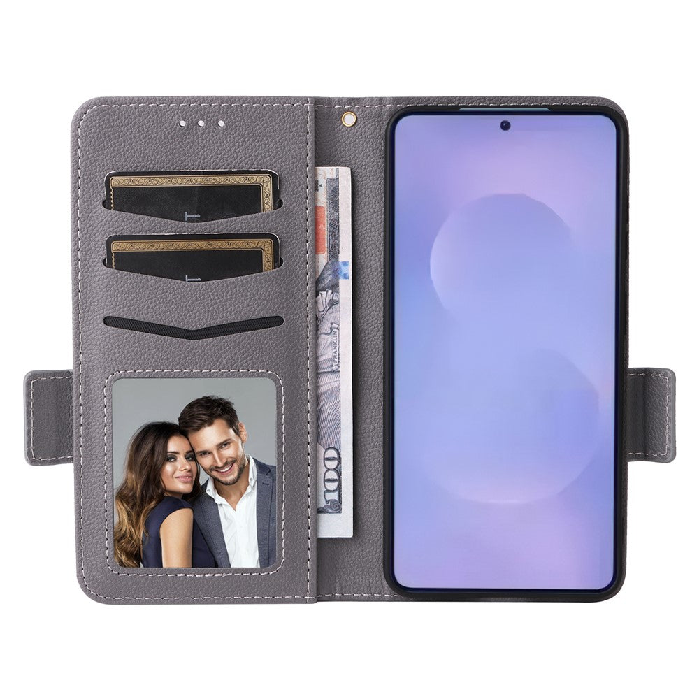 For Samsung Galaxy S26 / S26 Pro Case Litchi Texture Wallet Leather Phone Cover with Wrist Strap