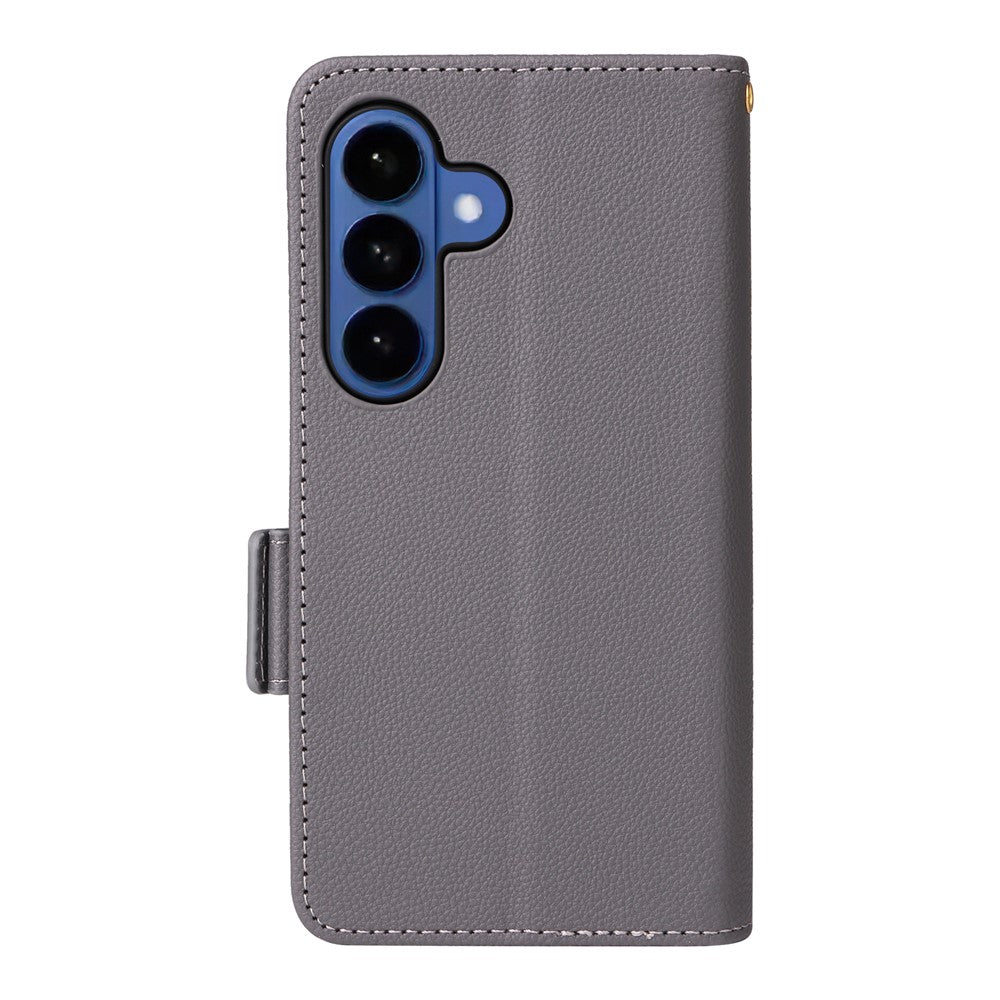 For Samsung Galaxy S26 / S26 Pro Case Litchi Texture Wallet Leather Phone Cover with Wrist Strap