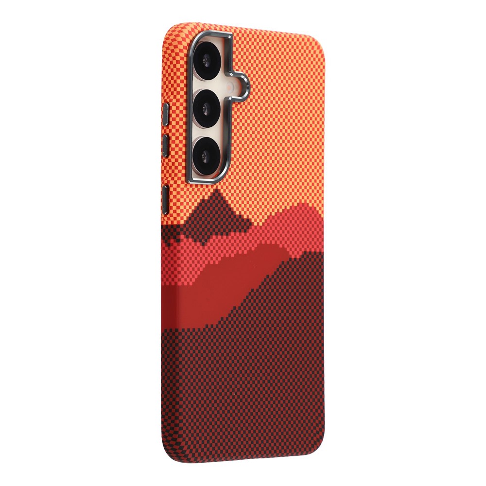 Coque magnétique pour Samsung Galaxy S25+ avec impression par transfert d'eau, cadre en métal et coque arrière en polycarbonate