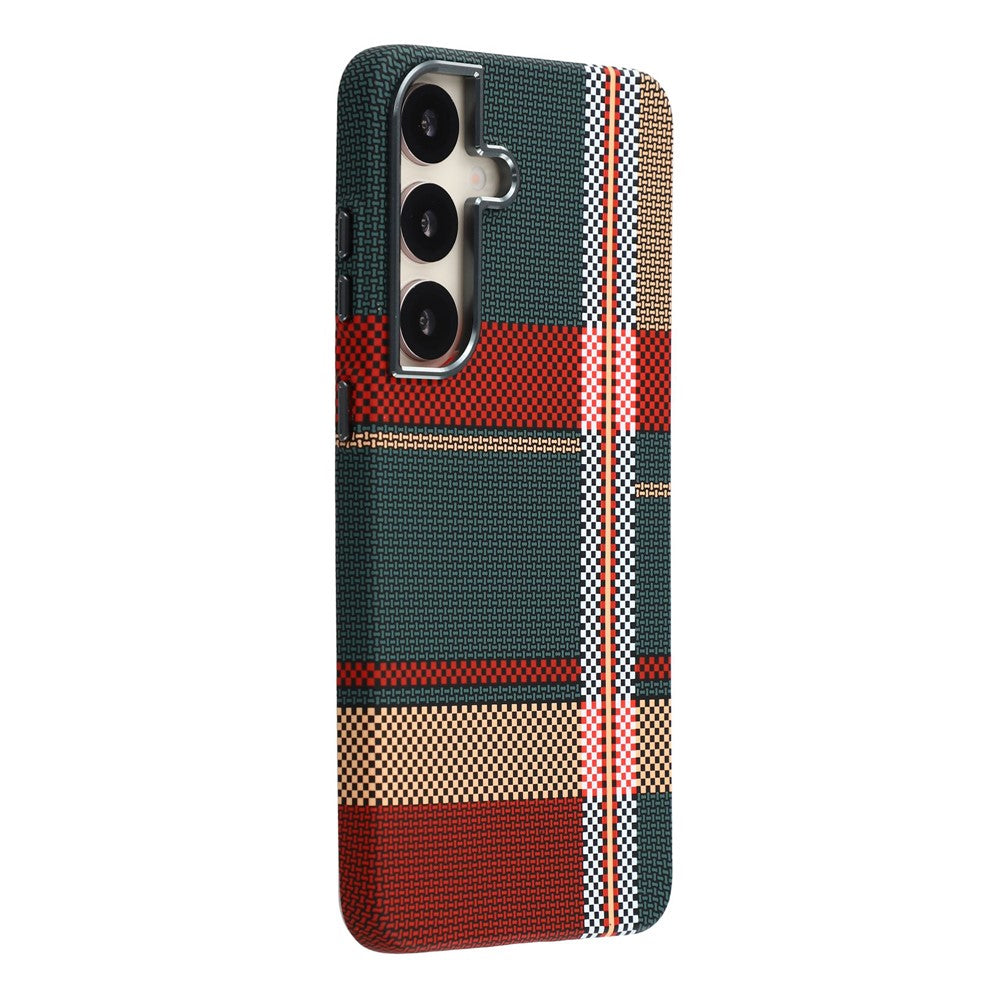 For Samsung Galaxy S25+ Magnetic Case Water Transfer Printing Metal Frame PC Phone Back Cover