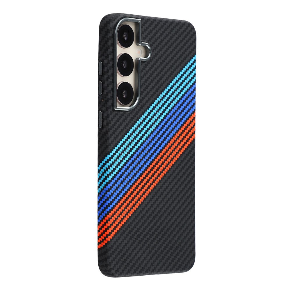 For Samsung Galaxy S25+ Magnetic Case Water Transfer Printing Metal Frame PC Phone Back Cover