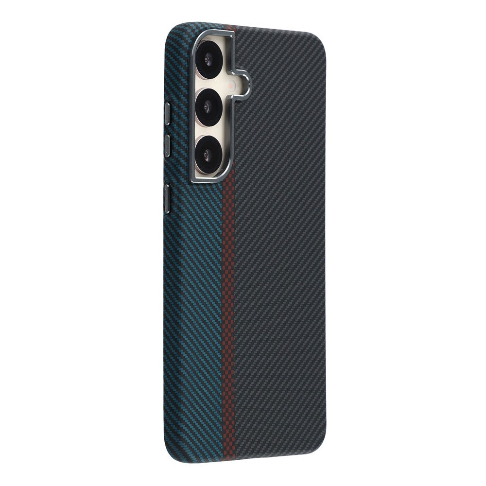 For Samsung Galaxy S25+ Magnetic Case Water Transfer Printing Metal Frame PC Phone Back Cover