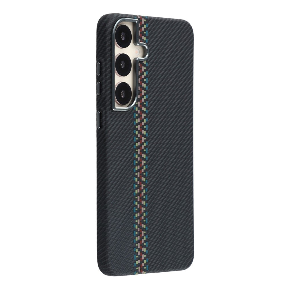 For Samsung Galaxy S25+ Magnetic Case Water Transfer Printing Metal Frame PC Phone Back Cover