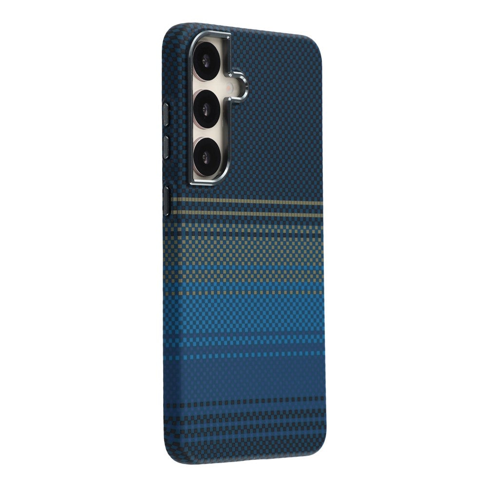 Funda magnética para Samsung Galaxy S25 con impresión por transferencia de agua, marco metálico y cubierta trasera de PC.