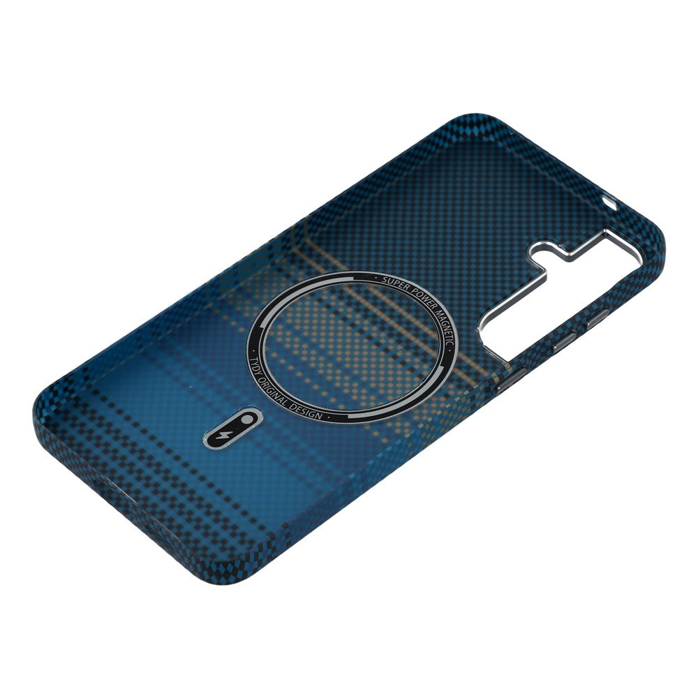 For Samsung Galaxy S25 Magnetic Case Water Transfer Printing Metal Frame PC Phone Back Cover
