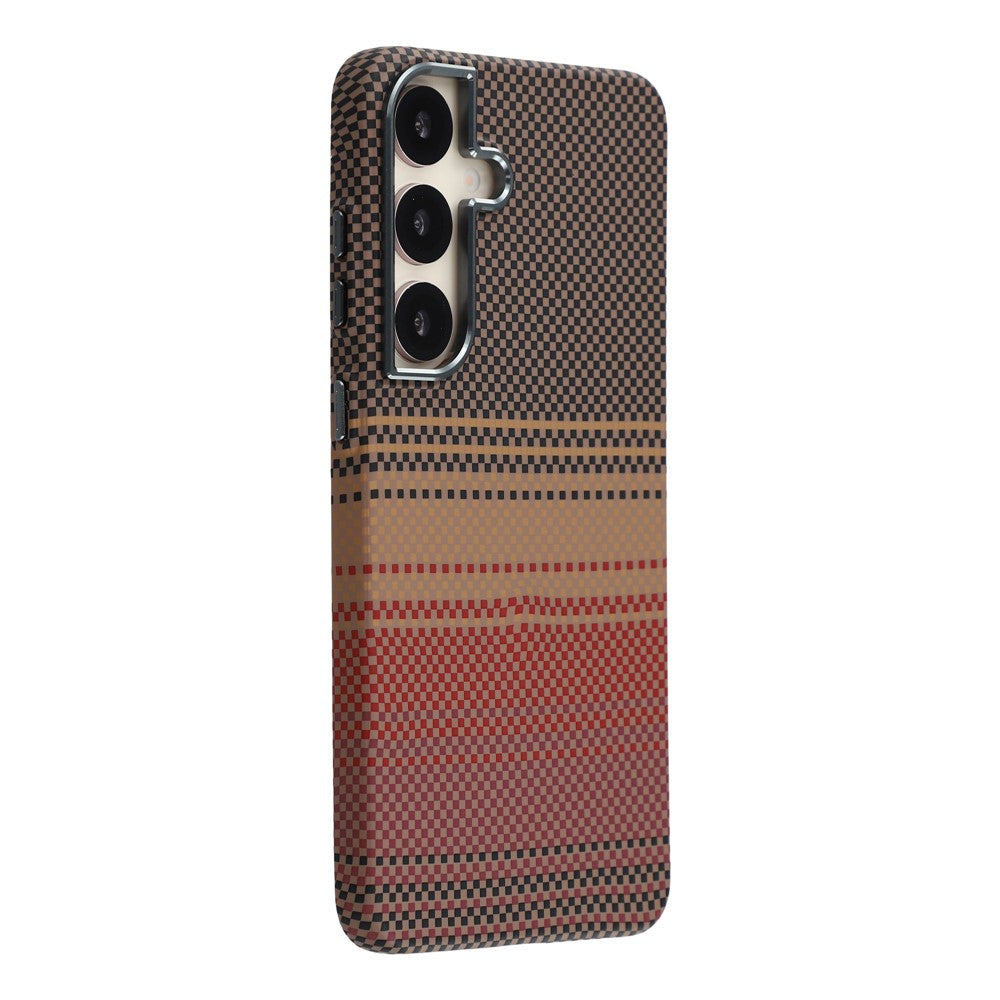 For Samsung Galaxy S25 Magnetic Case Water Transfer Printing Metal Frame PC Phone Back Cover