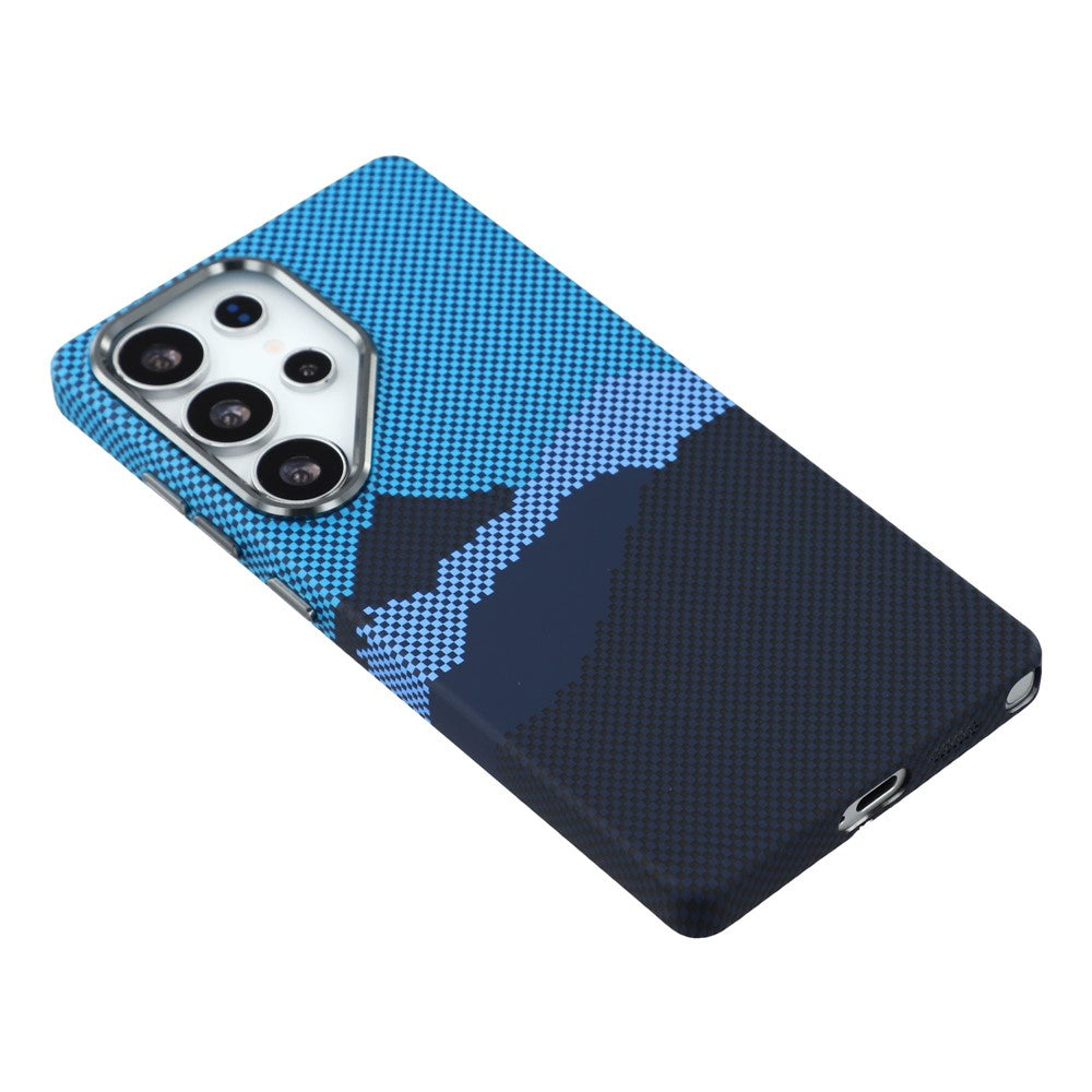 For Samsung Galaxy S25 Ultra Magnetic Case Water Transfer Printing Metal Frame PC Phone Back Cover